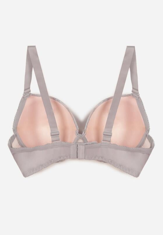 Szaro-Różowy Biustonosz Ozdobiony Cyrkoniami i Koronką Corraella 2