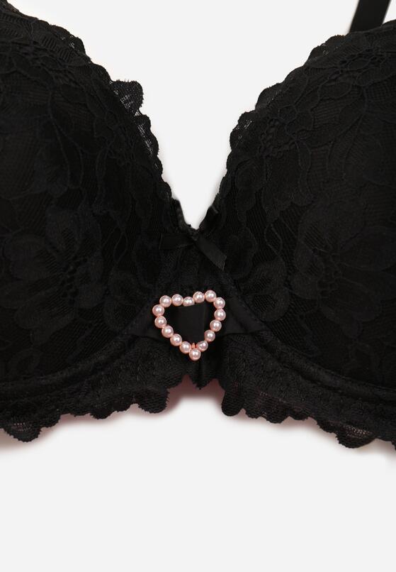 Czarny Biustonosz z Koronką i Sercem z Cyrkonii Coratune 3