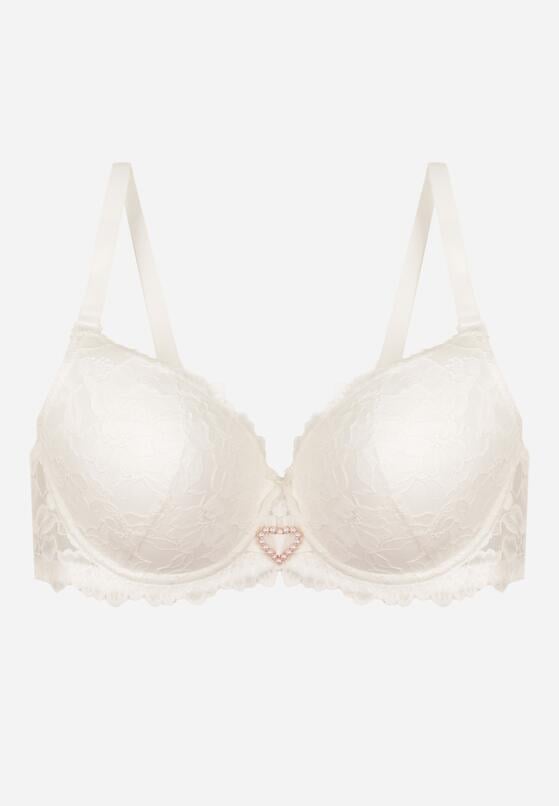 Jasnobeżowy Biustonosz z Koronką i Sercem z Cyrkonii Coratune 1