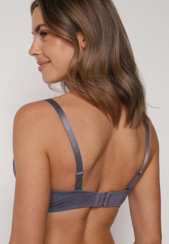 Szaro-Różowy Biustonosz z Koronką i Sercem z Cyrkonii Coratune 3