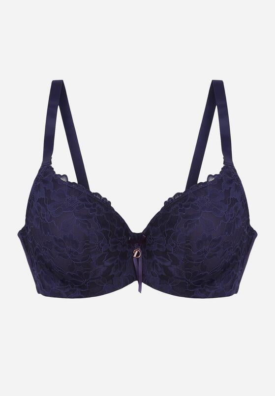 Granatowy Koronkowy Biustonosz z Kokardką Nealenia 1