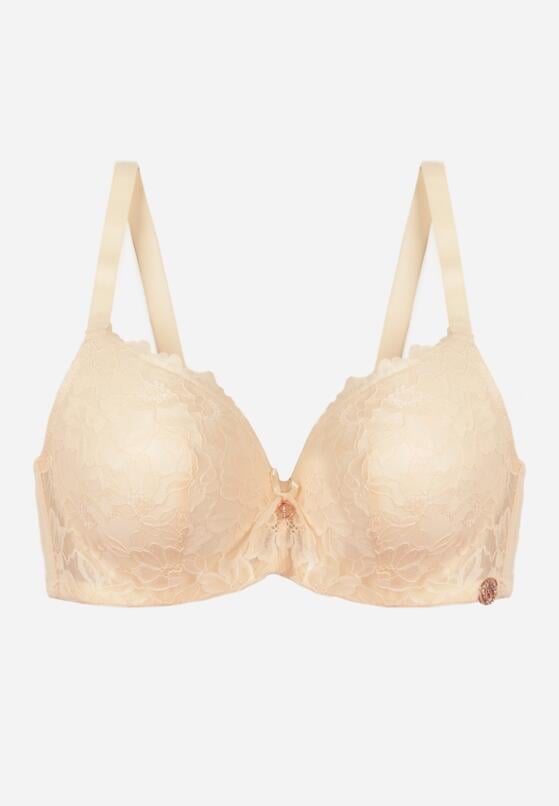 Jasnobeżowy Koronkowy Biustonosz z Kokardką Nealenia 1