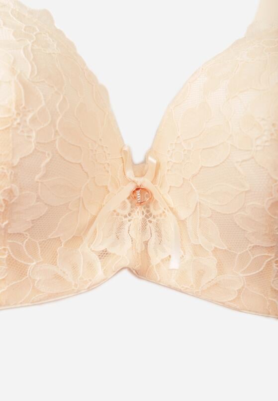 Jasnobeżowy Koronkowy Biustonosz z Kokardką Nealenia 3