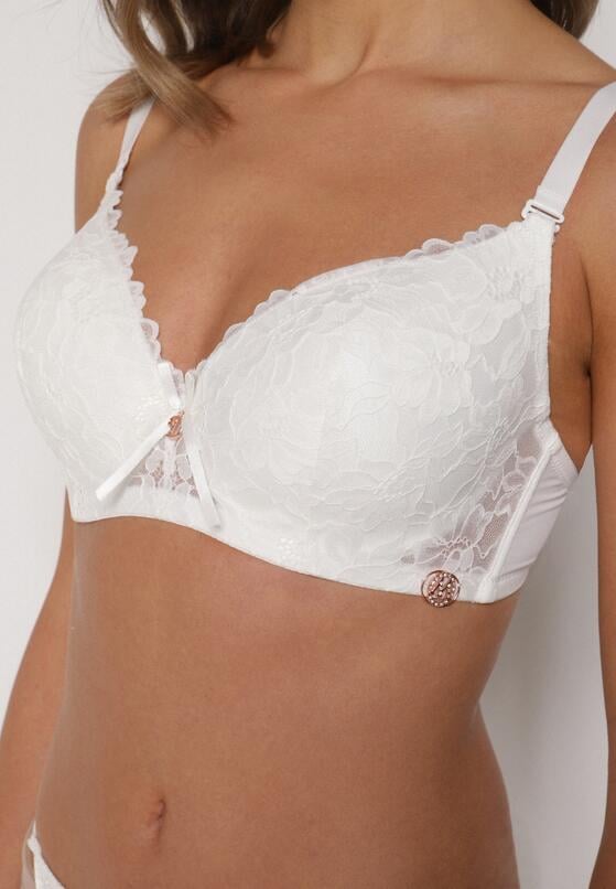 Jasnobeżowy Koronkowy Biustonosz z Kokardką Nealenia 4