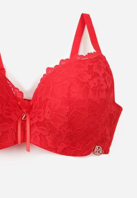 Czerwony Koronkowy Biustonosz z Kokardką Nealenia 3