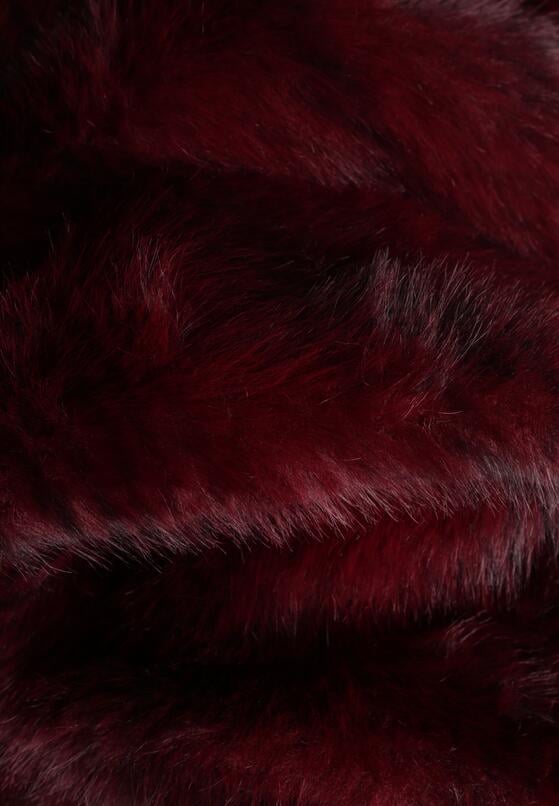 Bordowy Jednorzędowy Płaszcz Futerko o Klasycznym Kroju Yrelsha 8