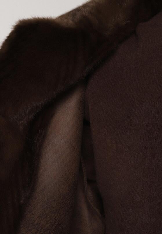 Brązowy Płaszcz Futerko o Kroju Oversize z Kieszeniami z Klapami Namys 5