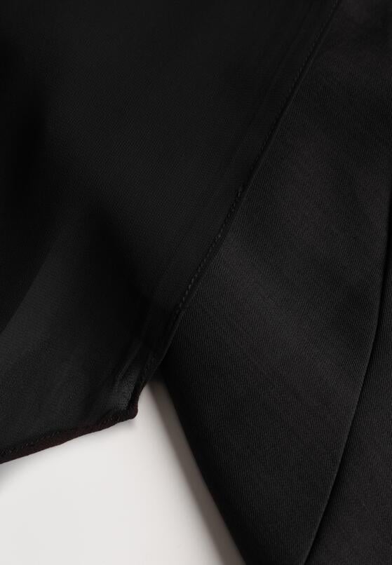 Czarna Koktajlowa Sukienka z Odkrytymi Ramionami i Dodatkowym Szalem Krynaya 8