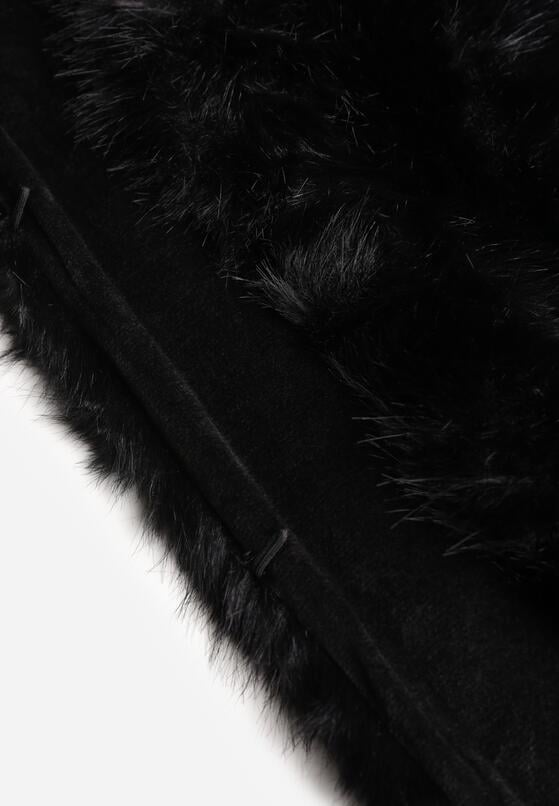 Czarne Ponczo Etola z Futerka w Stylu Szala Cahreva 8