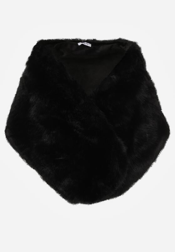 Czarne Ponczo Etola z Futerka w Stylu Szala Cahreva 6