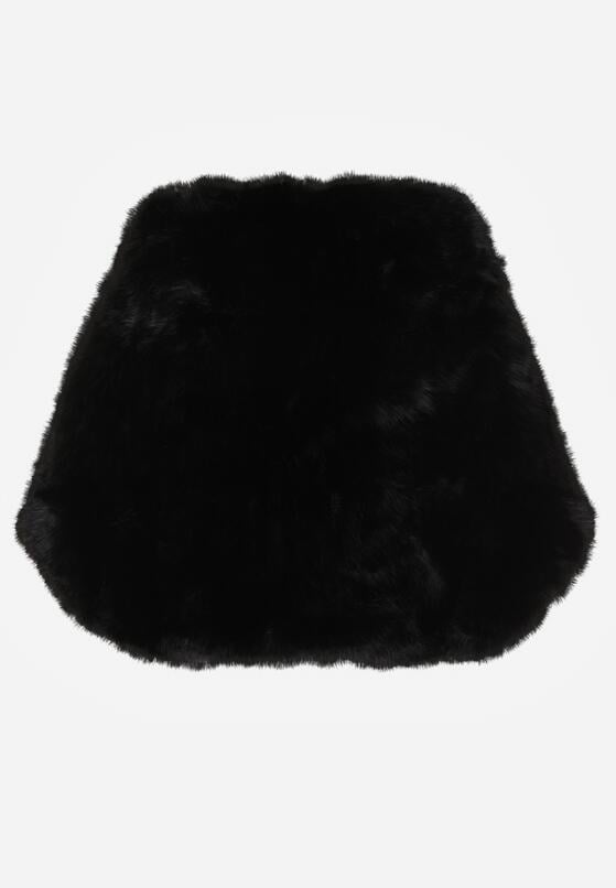 Czarne Ponczo Etola z Futerka w Stylu Szala Cahreva 7