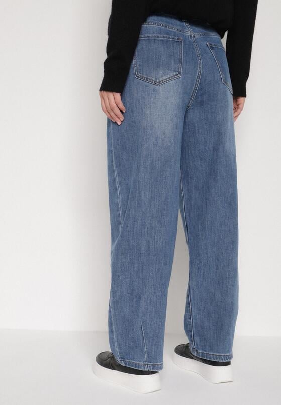 Niebieskie Szerokie Jeansy z Wysokim Stanem Charlith 3