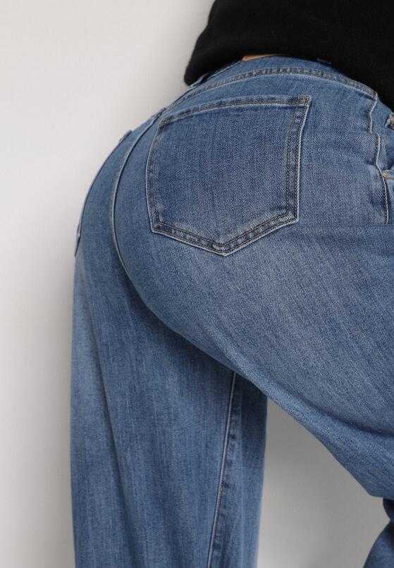 Niebieskie Szerokie Jeansy z Wysokim Stanem Charlith 5