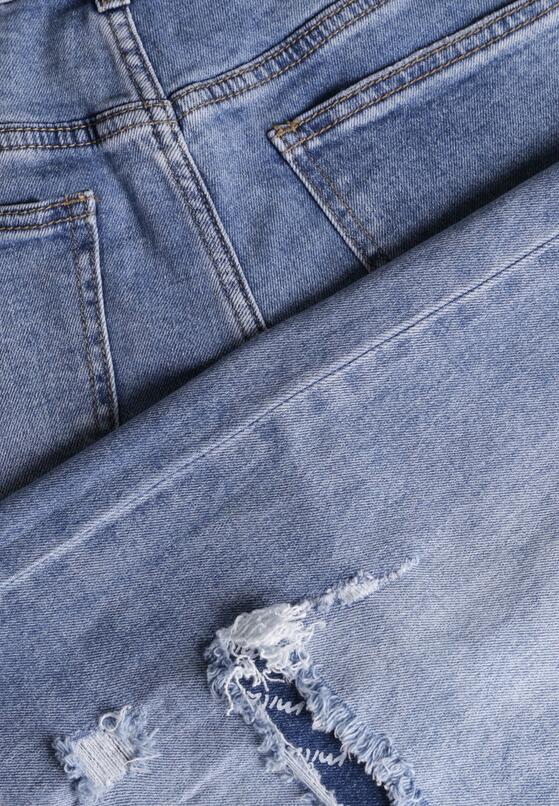 Niebieskie Bawełniane Jeansy o Szerokim Kroju z Wysokim Stanem i Dziurą Telecia 8