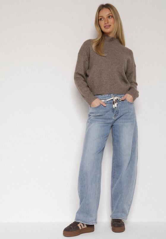 Niebieskie Jeansy Balloon z Regularnym Stanem i Ozdobnym Wiązaniem Rislyn 4