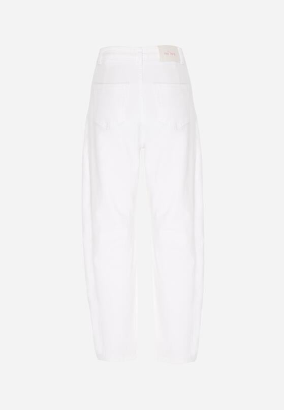 Białe Jeansy Balloon z Wysokim Stanem Zdobione Haftem w Kwiaty Thertheris 7