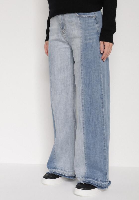 Niebieskie Dwukolorowe Jeansy o Szerokim Kroju z Wysokim Stanem Seronore 1