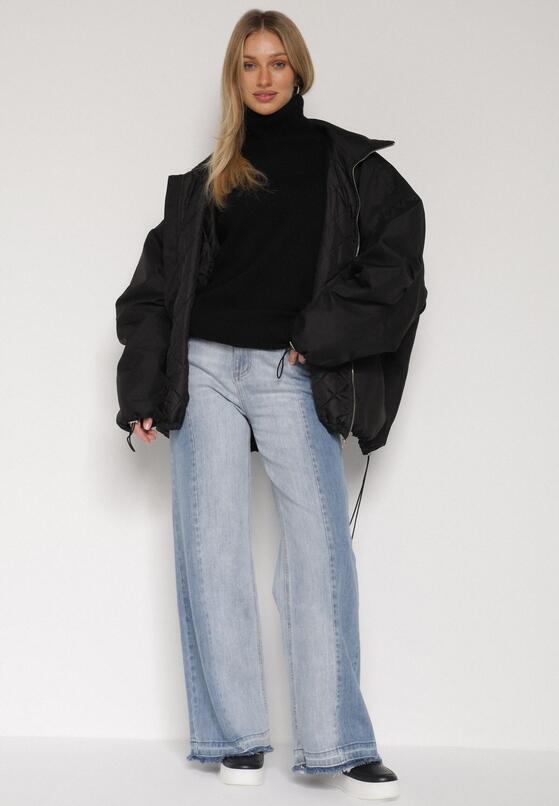 Niebieskie Dwukolorowe Jeansy o Szerokim Kroju z Wysokim Stanem Seronore 4