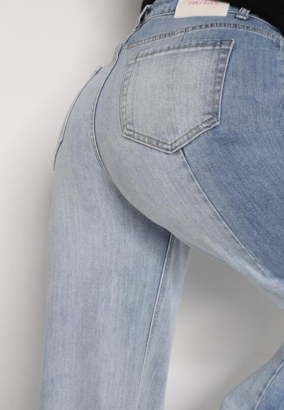 Niebieskie Dwukolorowe Jeansy o Szerokim Kroju z Wysokim Stanem Seronore 5