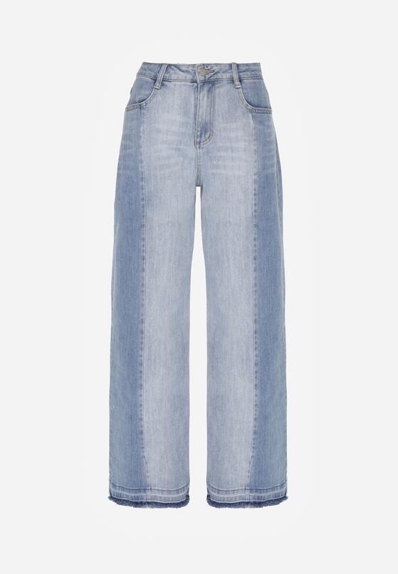 Niebieskie Dwukolorowe Jeansy o Szerokim Kroju z Wysokim Stanem Seronore 6