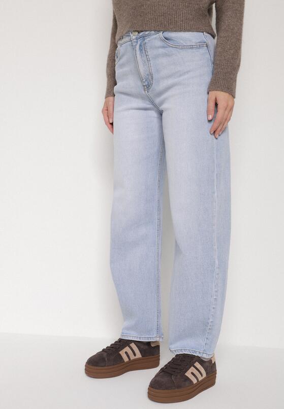 Niebieskie Jeansy o Fasonie Slouchy z Wysokim Stanem Zarinvia 1