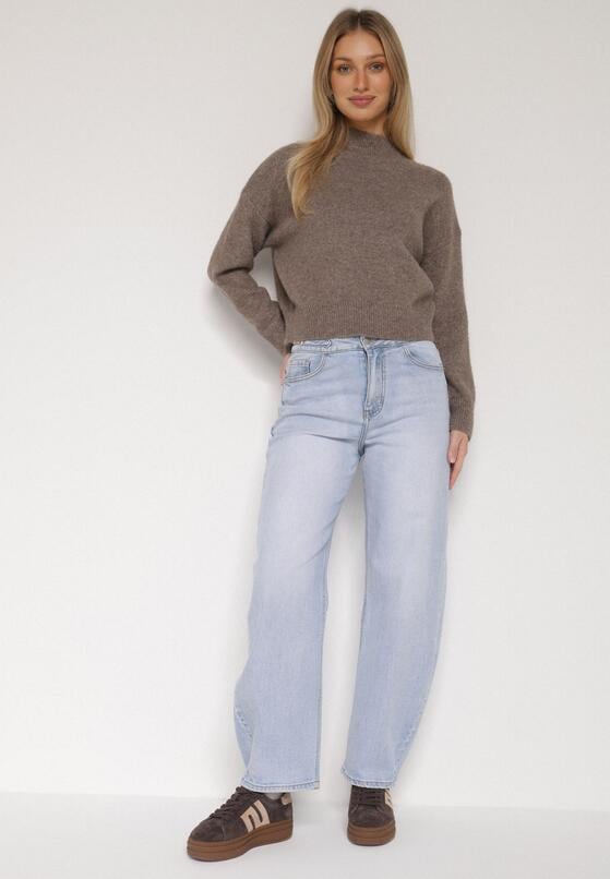 Niebieskie Jeansy o Fasonie Slouchy z Wysokim Stanem Zarinvia 4