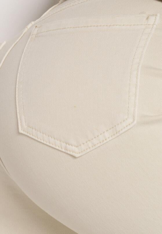 Jasnobeżowe Jeansy o Szerokim Fasonie z Wysokim Stanem i Surowymi Krawędziami Cattia 5