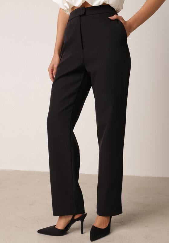 Czarne Proste Spodnie Garniturowe VICES z Wysokim Stanem Zellryna 2