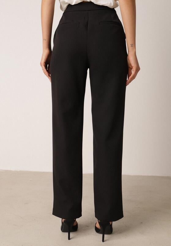 Czarne Proste Spodnie Garniturowe VICES z Wysokim Stanem Zellryna 3