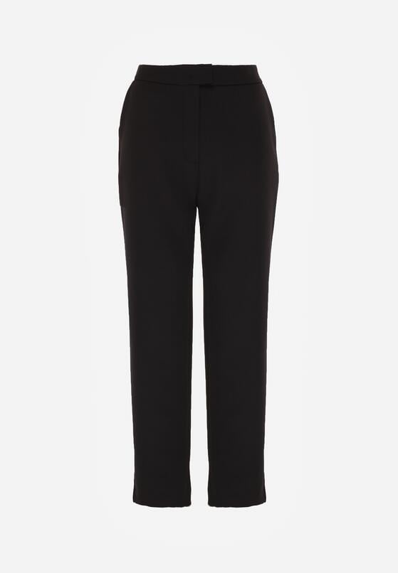 Czarne Proste Spodnie Garniturowe VICES z Wysokim Stanem Zellryna 6