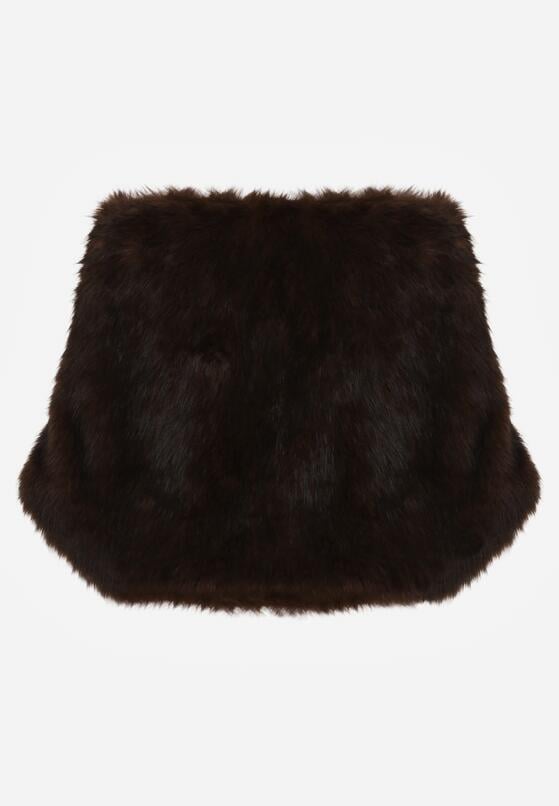 Brązowe Ponczo Etola z Futerka w Stylu Szala Cahreva 2