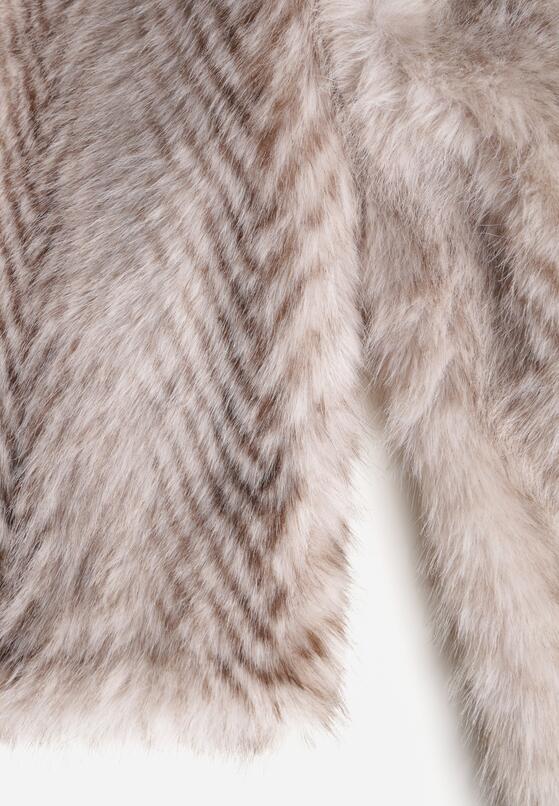 Jasnobeżowy Jednorzędowy Płaszcz Futerko o Klasycznym Kroju Yrelsha 8