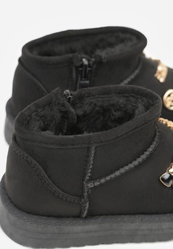 Czarne Śniegowce z Metalicznymi Aplikacjami 3D i Cyrkoniami  Aheline 5