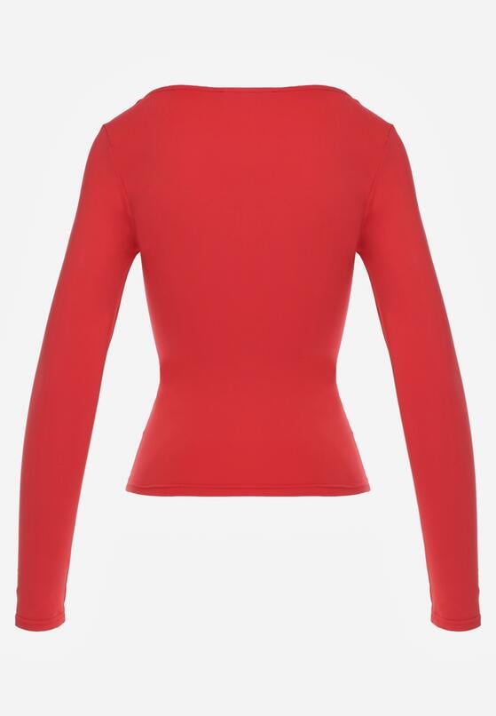 Czerwona Elastyczna Bluzka z Kwadratowym Dekoltem z Wiskozą Doriore 7