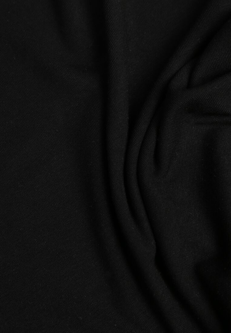 Czarny Wiskozowy T-shirt o Dopasowanym Kroju z Dekoltem w Łódkę Idahphaeia 8