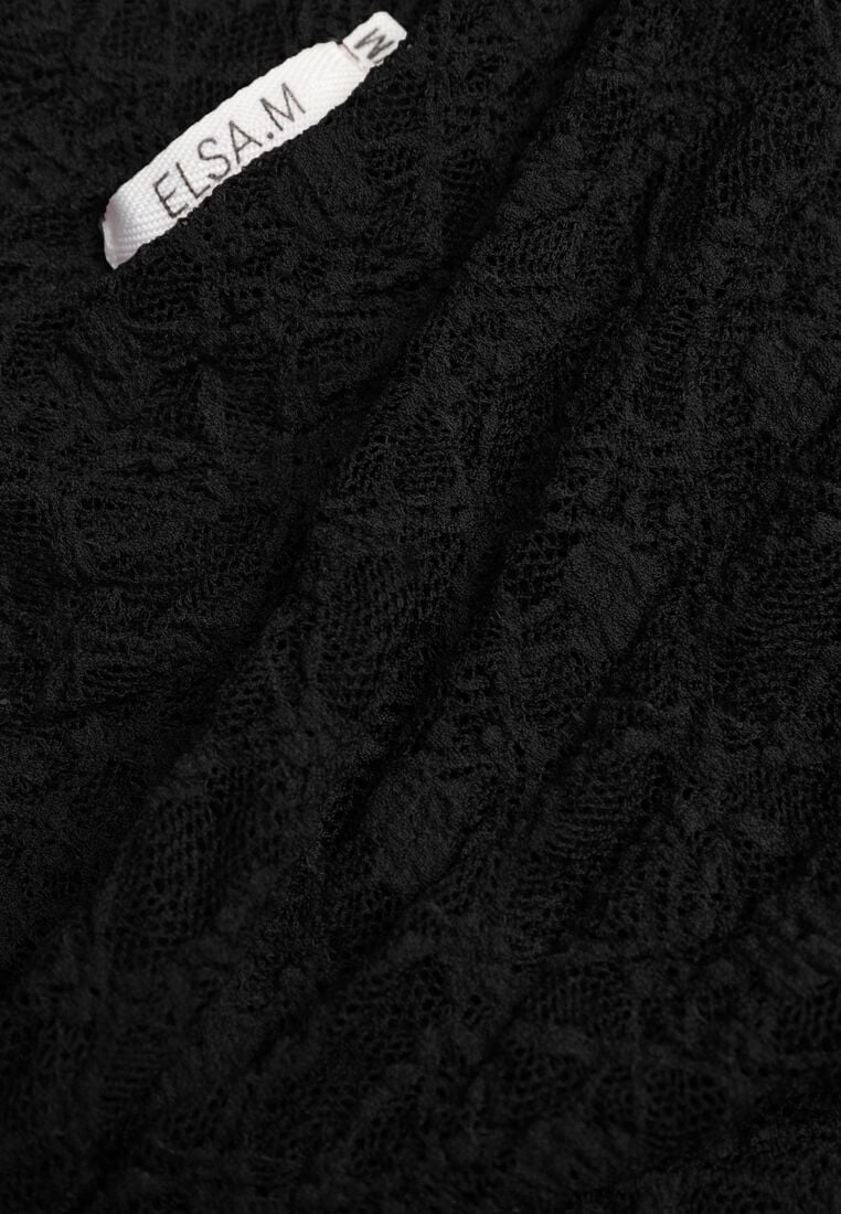 Czarna Koronkowa Bluzka o Asymetrycznym Kroju na Jedno Ramię Nerasos 8