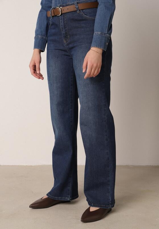 Niebieskie Szerokie Jeansy Regular Waist z Bawełną i Dodatkiem Wiskozy Physoesa 4