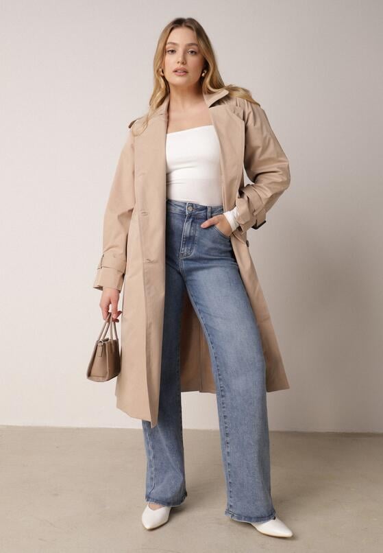 Niebieskie Szerokie Jeansy z Bawełną i Domieszką Wiskozy z Wysokim Stanem Zhein 1