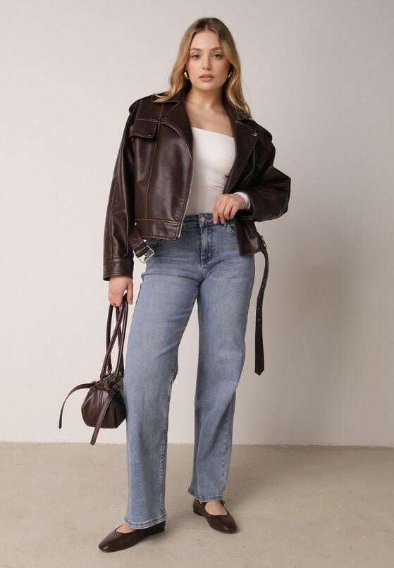 Niebieskie Szerokie Jeansy z Regularnym Stanem z Bawełną i Domieszką Wiskozy Lairoe 1