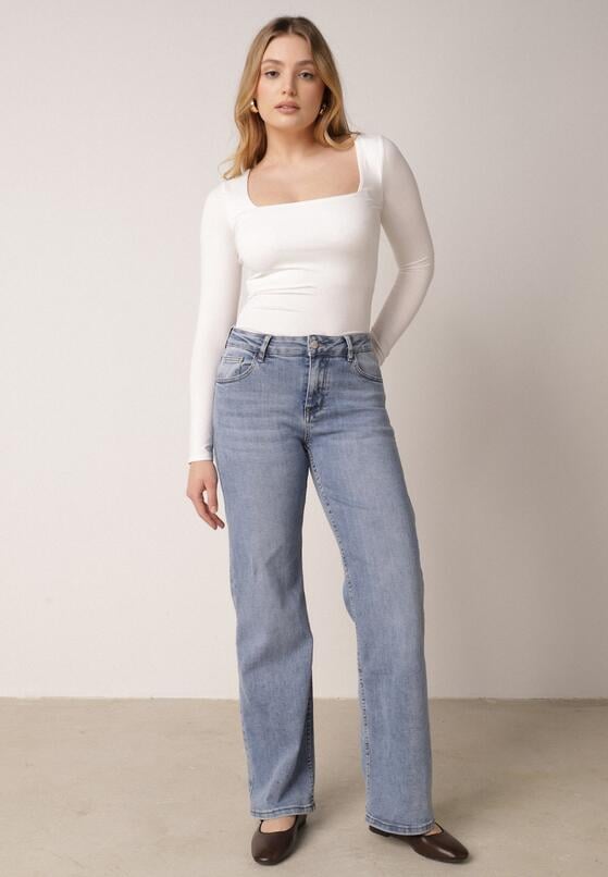 Niebieskie Szerokie Jeansy z Regularnym Stanem z Bawełną i Domieszką Wiskozy Lairoe 2