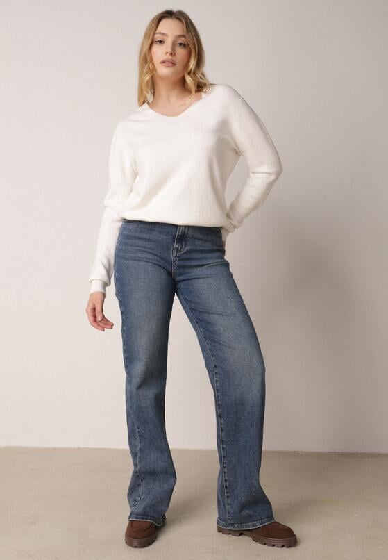 Niebieskie Szerokie Jeansy z Bawełną i Domieszką Wiskozy z Wysokim Stanem Crianise 4