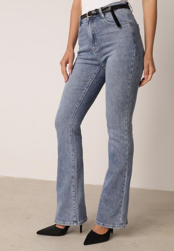 Niebieskie Jeansy Dzwony z Bawełny z Wysokim Stanem Nemenphite 2