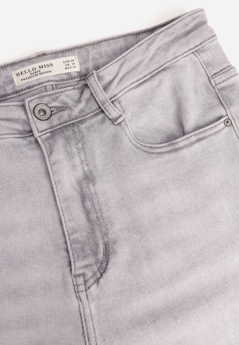 Szare Bawełniane Jeansy Dzwony z Wysokim Stanem Bwynvienne 8