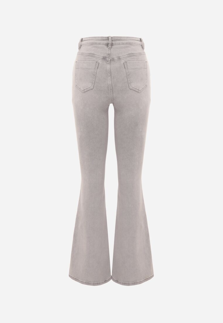 Szare Bawełniane Jeansy Dzwony z Wysokim Stanem Bwynvienne 7