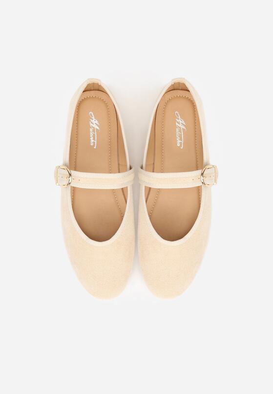 Beżowe Balerinki w Stylu Mary Jane Urifiel 6