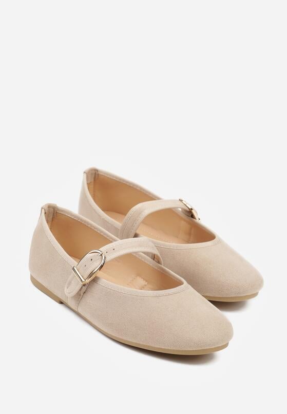 Ciemnobeżowe Balerinki w Stylu Mary Jane Urifiel 5
