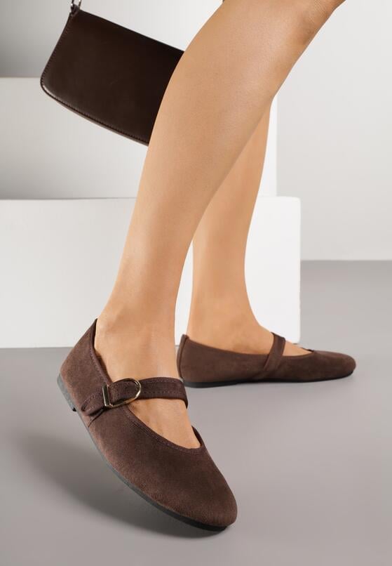 Brązowe Balerinki w Stylu Mary Jane Urifiel 2