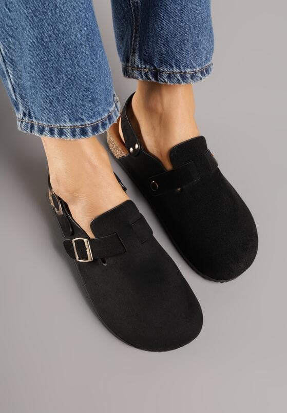 Czarne Sandały w Stylu Chodaków Ozdobione Klamrami Qyrraya 3