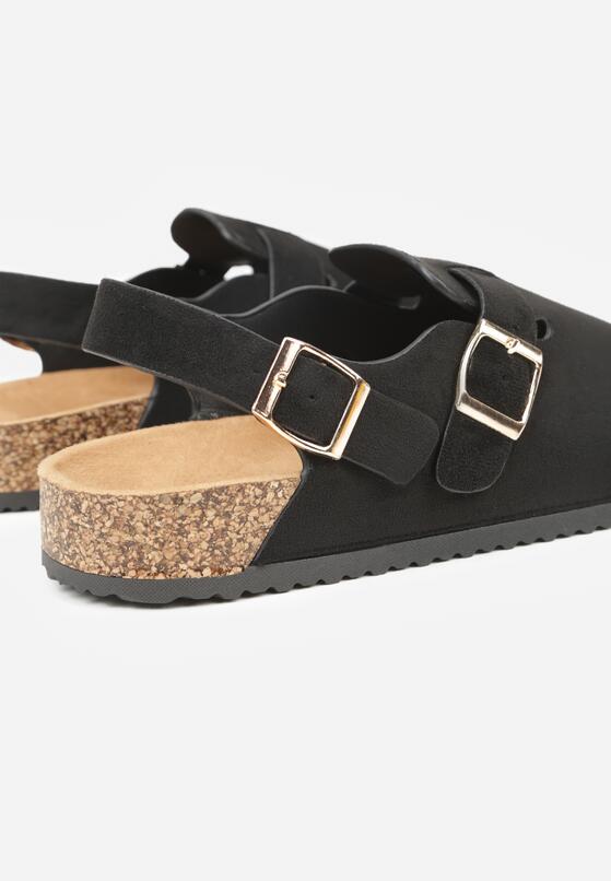 Czarne Sandały w Stylu Chodaków Ozdobione Klamrami Qyrraya 8