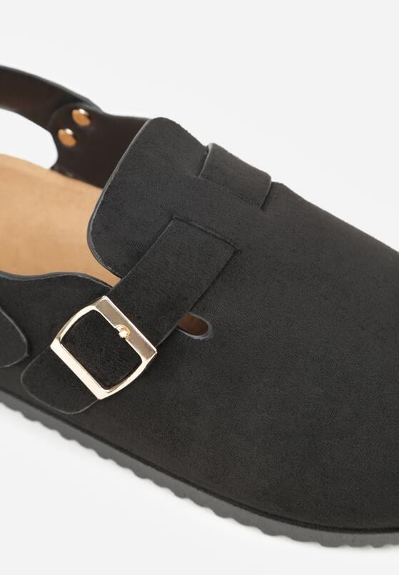 Czarne Sandały w Stylu Chodaków Ozdobione Klamrami Qyrraya 9